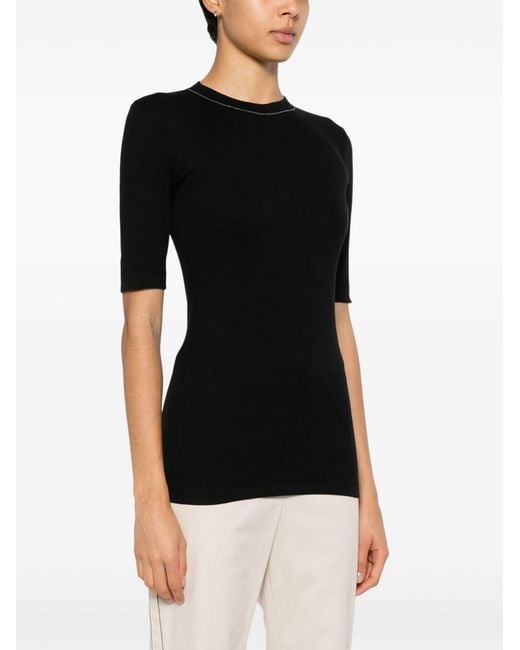 Brunello Cucinelli Black Cotton Crewneck Sweater