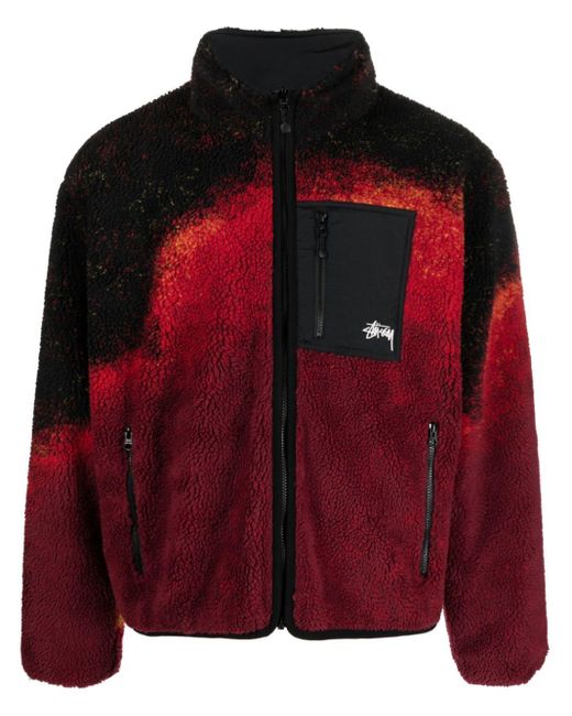 Stussy Red Sherpa-fleece Reversible Jacket for men
