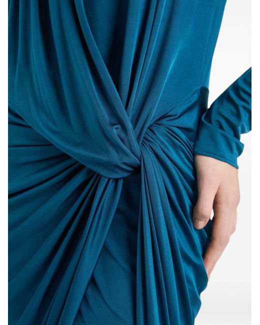 Balmain Blue Draped Midi Dress
