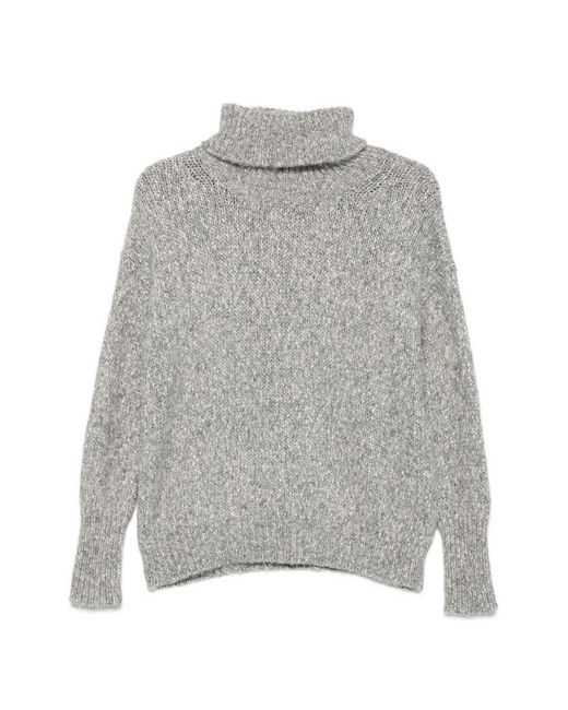 Base London Gray Cotton And Wool Turtle-Neck Sweater