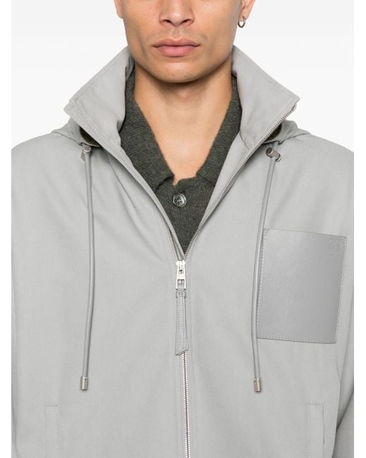 Loewe Gray Cotton Hooded Jacket for men