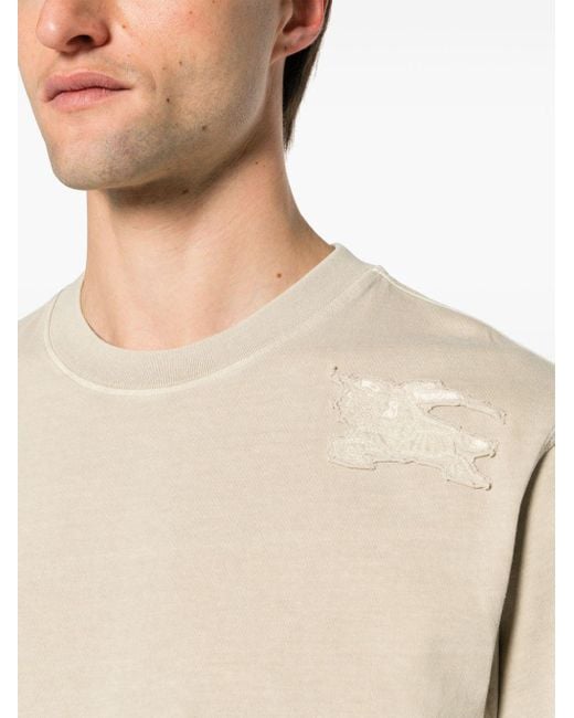 Burberry Natural Equestrian Knight Cotton T-shirt for men