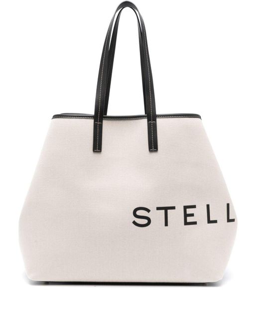 Stella McCartney Natural Logo-Print Detachable-Purse Bag