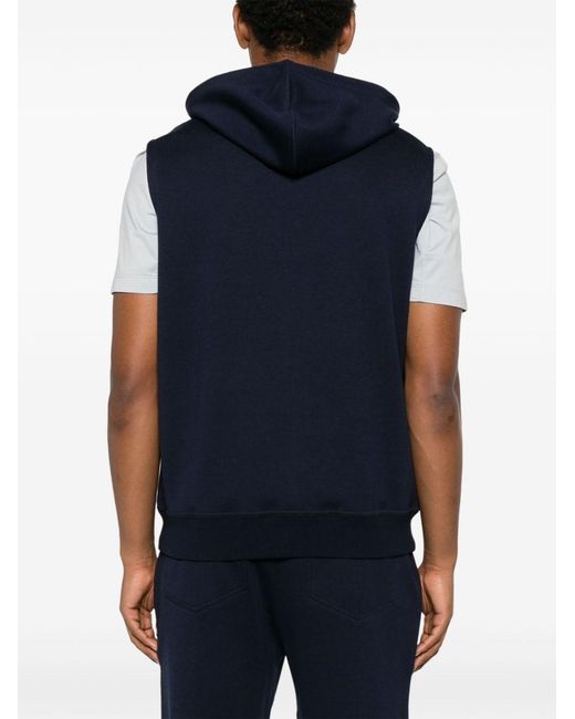 Brunello Cucinelli Blue Sleeveless Hoodie for men