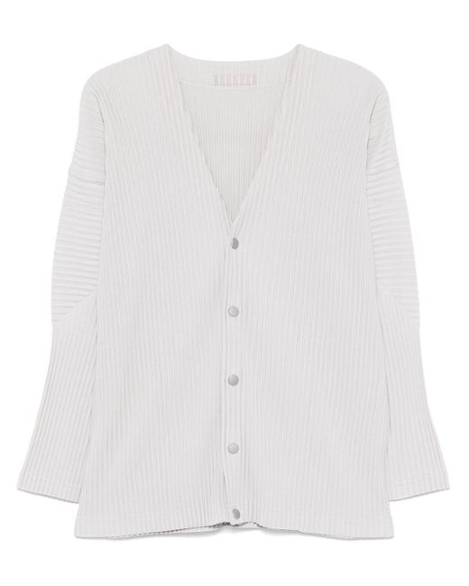 Cardigan Scollo V Plissé- Uomo di Homme Plissé Issey Miyake in White da Uomo