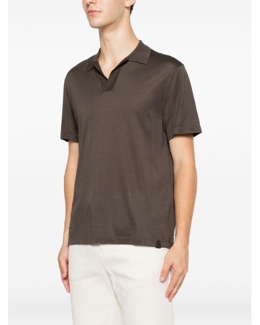 Brioni Gray Piquet Silk Polo Shirt for men