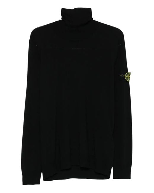 Stone Island Black Wool Turtleneck for men