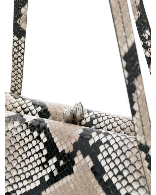 Jil Sander White Snake Print Goji Pillow Bag