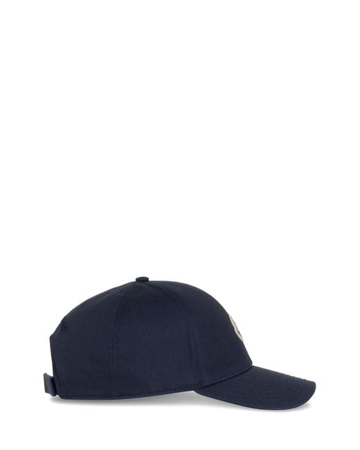 Moncler Blue Logo Cotton Baseball Cap for men