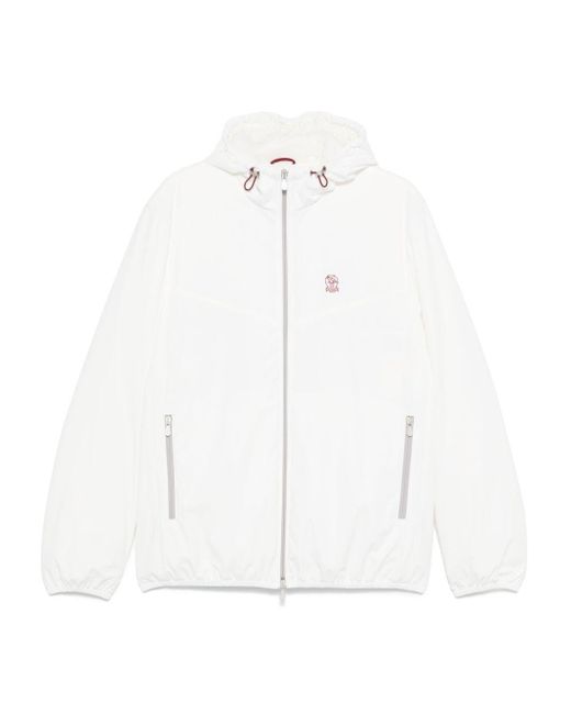 Brunello Cucinelli White Nylon Blouson Jacket for men