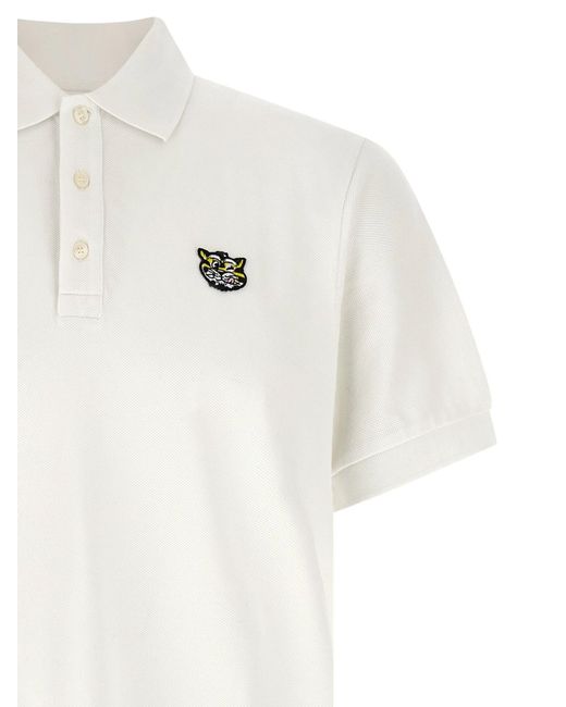 KENZO White Wild Tiger Cotton Polo Shirt for men