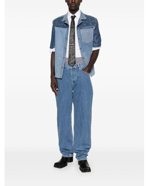 MARINE SERRE Blue Straight Leg Denim Jeans