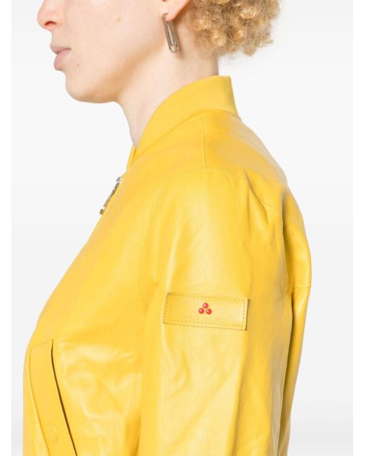 Peuterey Yellow Choisya Leather Bomber Jacket