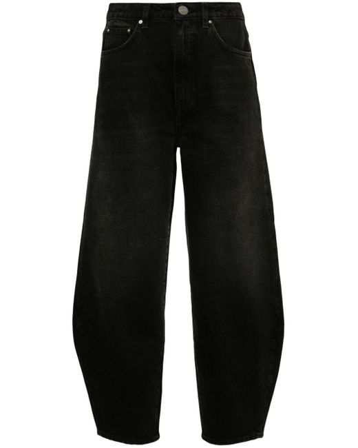 Totême  Black Logo-embroidered Tapered-leg Jeans