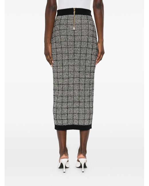 Balmain Gray Tweed Long Skirt