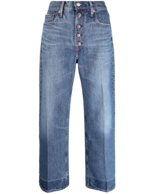 Polo Ralph Lauren Blue Wide-leg Cropped Jeans