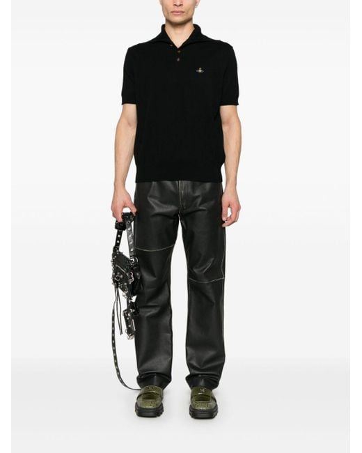 Vivienne Westwood Black Cotton And Cashmere Polo Shirt for men
