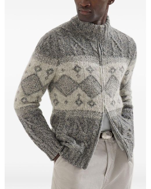 Brunello Cucinelli Gray Wool Cardigan for men