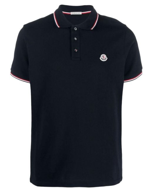 Moncler Blue Polo Shirt With Logo for men