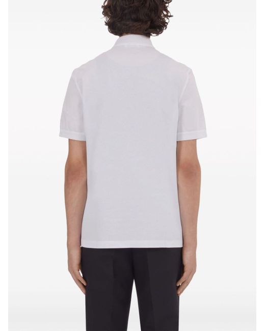 Ferragamo White Piquet Cotton Polo Shirt for men