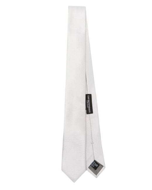 Emporio Armani White Silk Tie for men