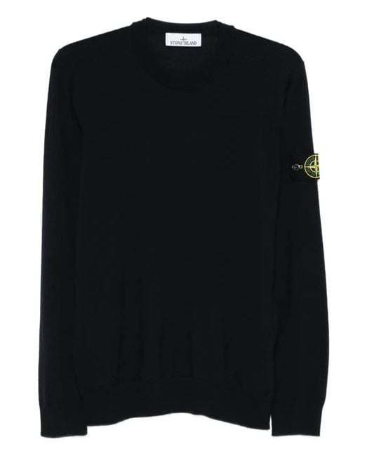 Stone Island Black Wool Sweater for men