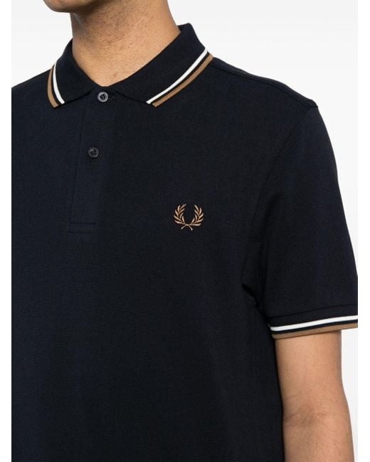 Fred Perry Black Logo Cotton Polo Shirt for men