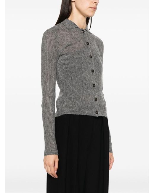 Brunello Cucinelli Gray Wool And Silk Polo Shirt