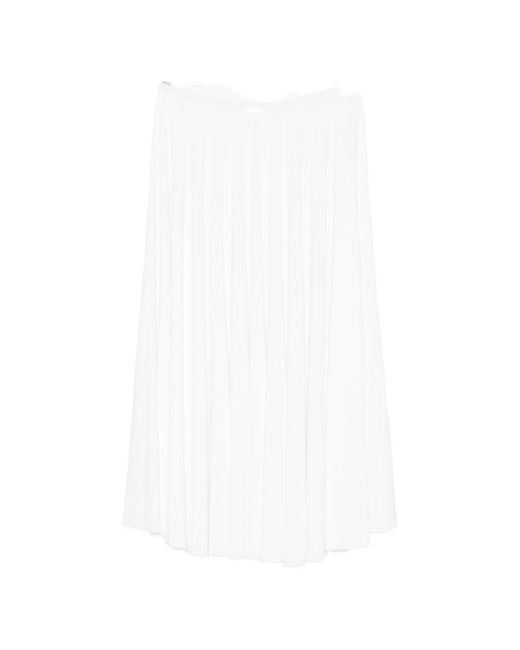 Norma Kamali White Flared Midi Skirt