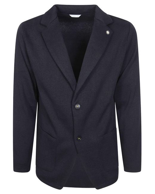 Manuel Ritz Blue Single-Breasted Jacket for men