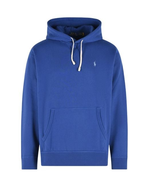 Polo Ralph Lauren Blue Logo Embroidered Drawstring Hoodie for men