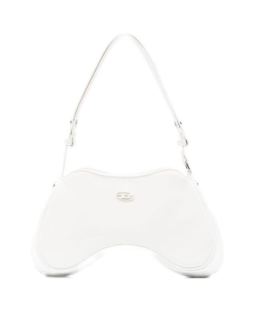 DIESEL White Play Patent Shoulder Bag