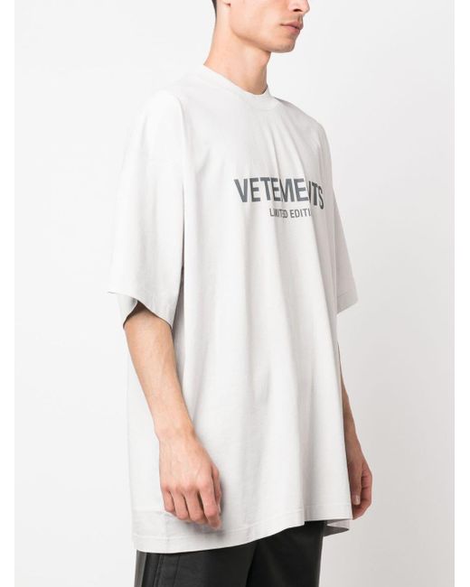 T-shirt in cotone di Vetements in Gray da Uomo