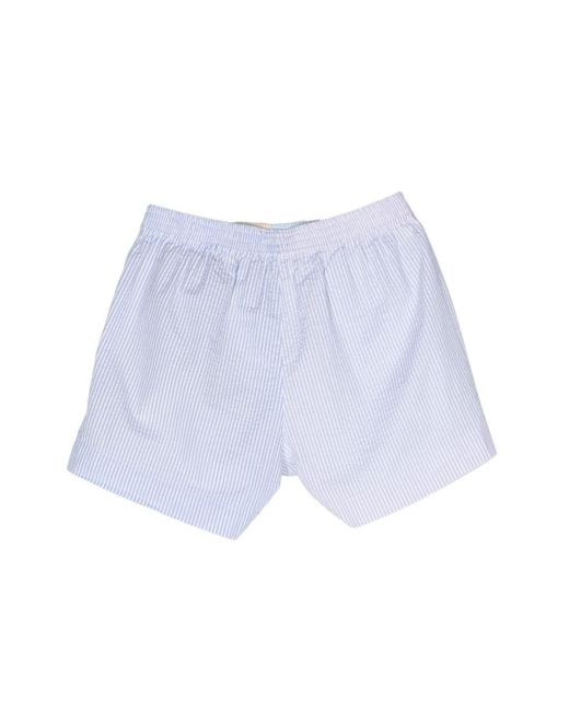 Mc2 Saint Barth Blue Striped Cotton Shorts