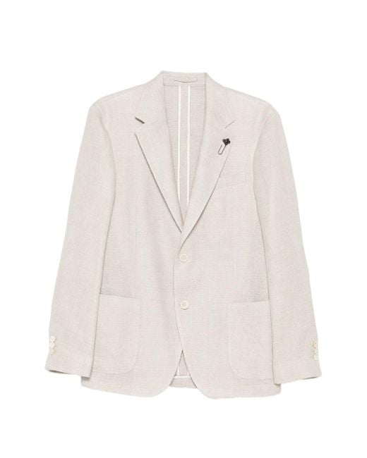 Lardini White Wool And Linen Blazer for men