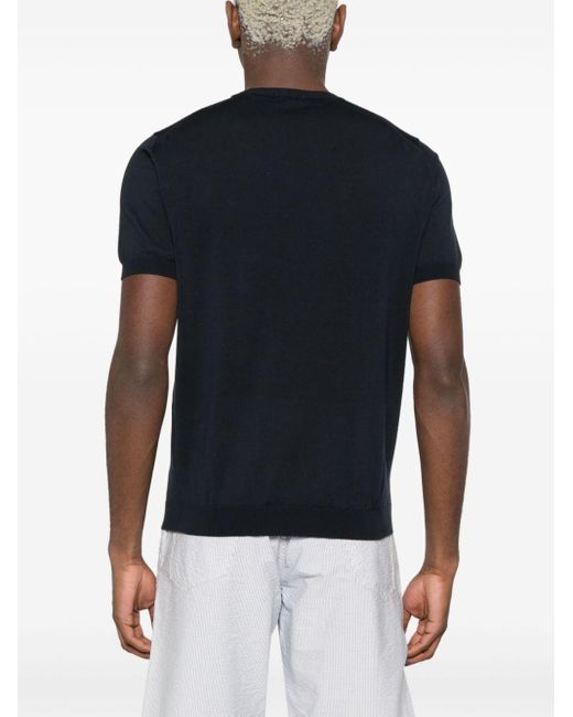 Drumohr Black Knitted Cotton T-shirt for men
