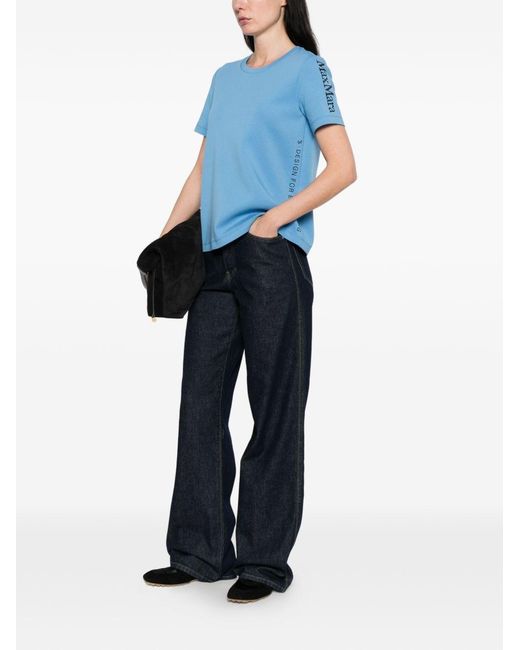 Max Mara Blue Max Mara Logo Cotton T-Shirt