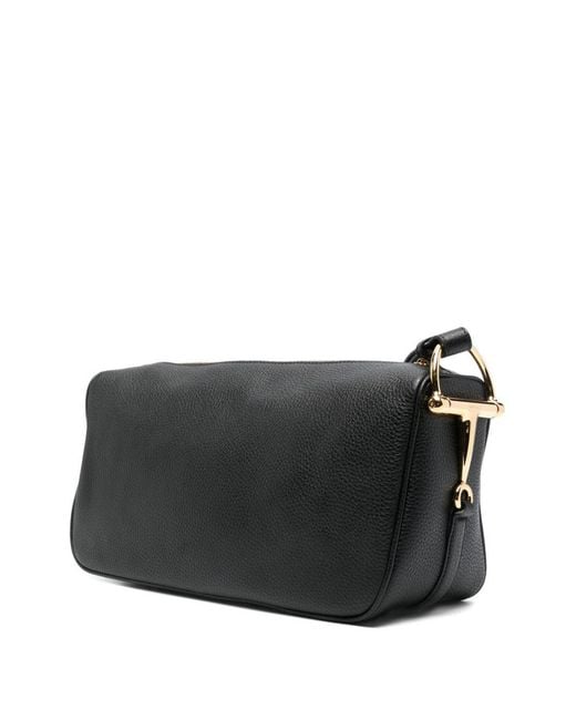 Gucci Black Half Horsebit Medium Leather Shoulder Bag