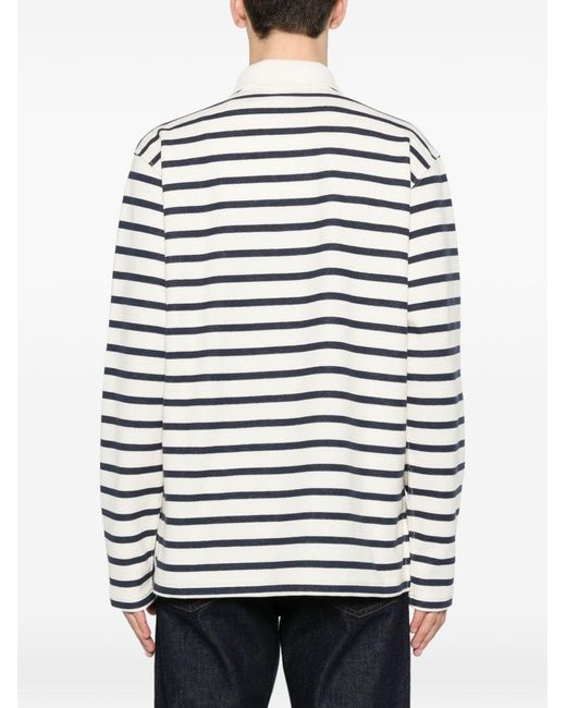 Junya Watanabe White Striped Cotton Polo Shirt for men