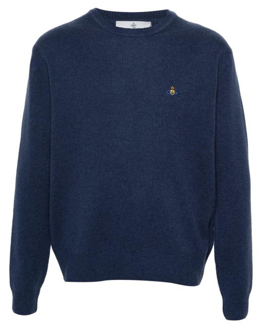 Vivienne Westwood Blue Logo Wool Sweater for men