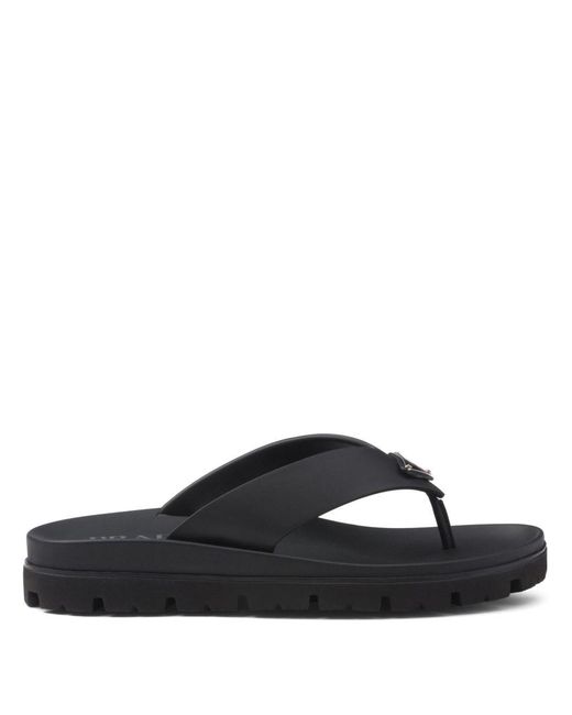 Prada Black Platform Thong Sandals for men