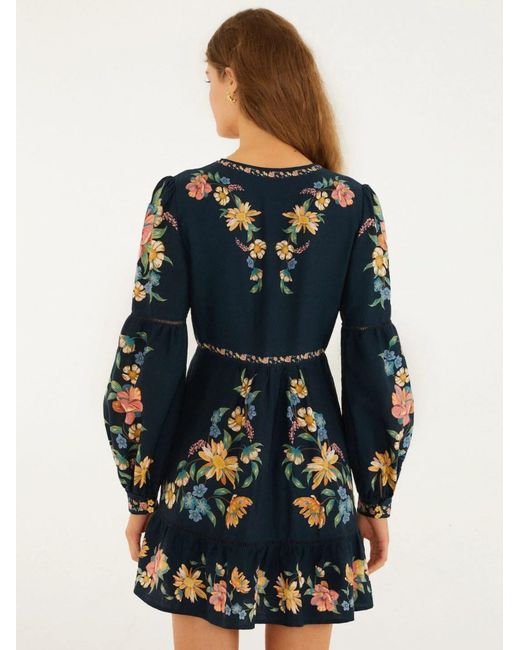 Farm Rio Blue Maira Floral Mini Dress