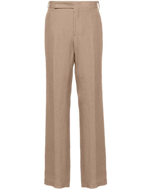 Lardini Natural Mid-rise Tailored Linen Trousers for men
