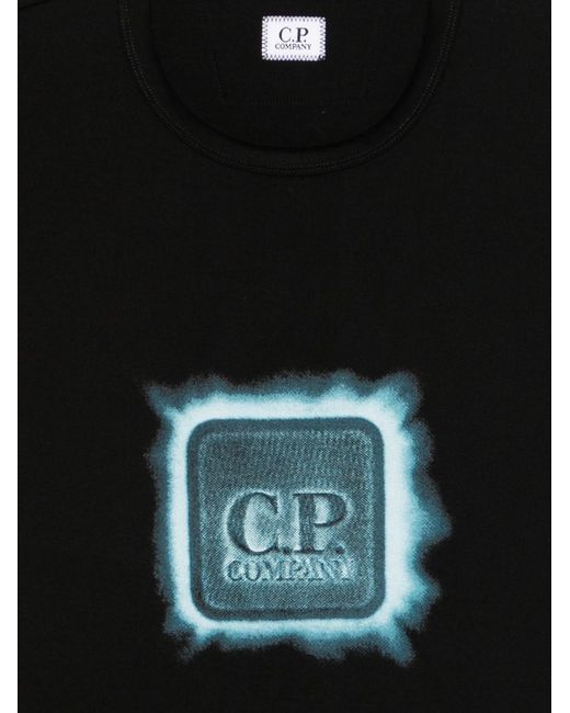 C P Company Black Short-Sleeved T-Shirt With Logo for men