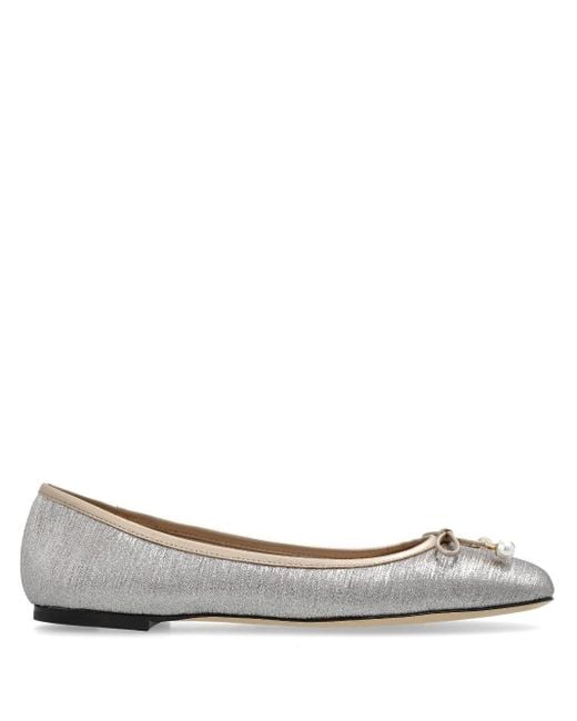 Jimmy Choo Gray Elme Flat Leather Ballet Flats
