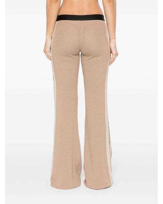 Palm Angels Natural Logo Tape Knitted Trousers