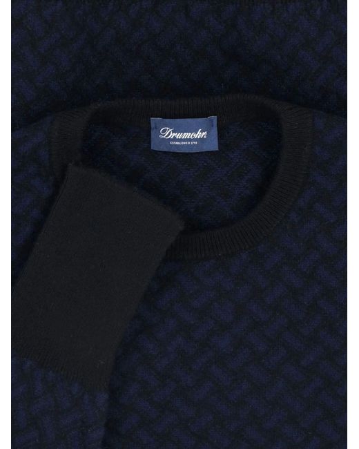 Drumohr Blue Biscottino Crew Neck Sweater for men