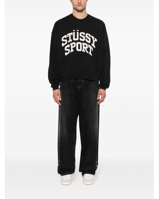 Stussy Black Logo Cotton Blend Sweatshirt for men