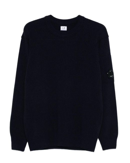 C P Company Blue Wool Crewneck Sweater for men