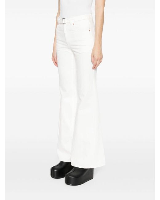 Sacai White Mid-rise Flared Jeans